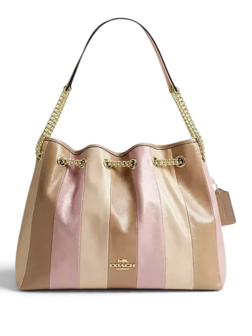 Coach Evelyn Pink & Tan Leather Shoulder Bag